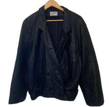 Vintage Oversized Black Leather Moto Jacket