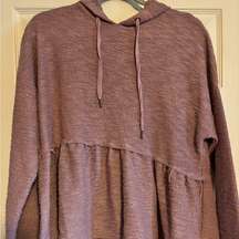 Purple Sweater with Hood and Peplum Distressed