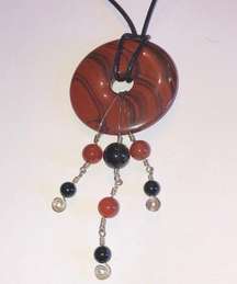 Handmade Vintage Boho Carnelian & Onyx ? Semi Precious Stones Pendant Necklace