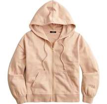 J. Crew Oversized University Terry Zip Up Hoodie With Crew Logo in Luxury Camel