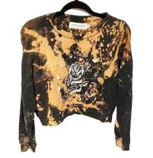 Gypsy Warrior Size Small Black Tie Dye Rose Moon Space Graphic Crewneck Sweatshi