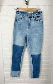 YMI Dream Two Toned Raw Hem Cropped Skinny Jeans