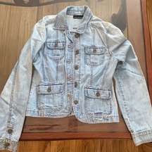 Vintage DKNY Denim Jacket Small Y2K Button Up Stonewash Blue Trucker Womens