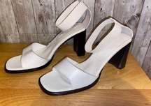 Valerie Stevens Perry White Open Toe Ankle Strap Heel Shoes Size 6