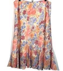 Floral Pastel Skirt Chiffon Trumpet Midi Medium Vintage Y2K Coquette Balletcore