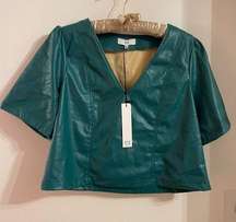 NWT Nsr grey faux leather top size L