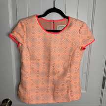 Tuckernuck Sail to sable orange geometric tweed short sleeves blouse size XS