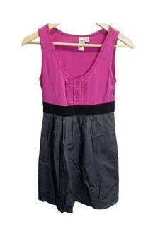 L8ter Dress Y2K Size S Pink Gray Short Sleeveless A-line Colorblock Tuxedo Ruffl