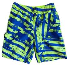 NIKE Boys Retro Florescent Lime Green & Blue Swim Trunks Size Medium