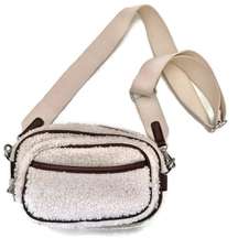 Laundry by Shelli Segal Cream Sherpa Fanny Pack Belt Bag