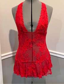 VICTORIA'S SECRET SexyLittle Things Nightie Babydoll Redfeather Mesh Size Medium