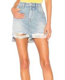 High Waist Shredded Denim Jean Mini Skirt 25