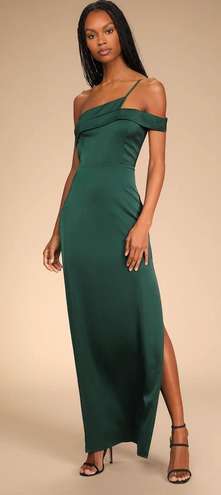 Lulus Emerald Green Satin One-Shoulder Maxi Dress Size M - $53 (64