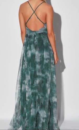 Elegant Moment Emerald Green Tie-Dye Backless Maxi Dress