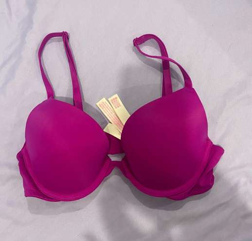 Two (2) PINK Victoria's Secret Bras 32B Purple Hearts & Pink Dotted  (RN#70817)