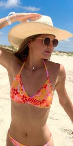 Orange Floral Bikini Bottoms & Top