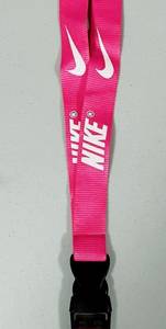 Pink White  Logo Lanyard Key Clip Keychain