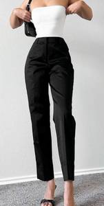 Black Petite Tapered Mid Rise Cropped Pants Trousers Size 6/M