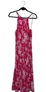 Emma & Michelle bright pink and white long floral halter dress NEW L