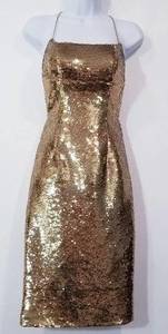 Sherri Hill Gold Sequins Sexy Backless Cocktail Party Dress