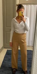 Wide Leg Tan Business Casual Pants