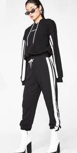 striker black white track pants