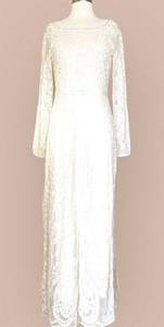 Miss Selfridge  Maxi Dress Embroidered Floral Lace Long Sleeves Ivory Medium EUC