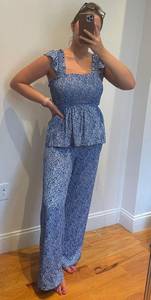 2 Piece Blue Tank And Pant Set