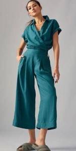 Borealis Green Playa Linen Set Top & Pants Size Large