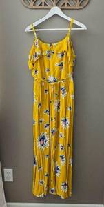 Floral Print Maxi Dress Yellow Sz Medium