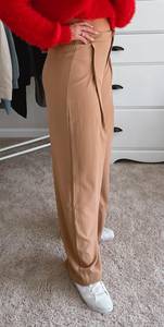 Tan Wide Leg Trouser Pants