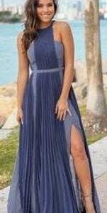 Slate Pleated Maxi Dress