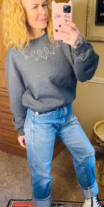 90s Vintage Grey Bling Crewneck Sweatshirt