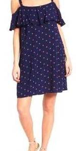 Navy Dress With Coral Polka Dots