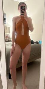 Aerie One Piece Burnt Orange Halter Swim Suit