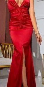 Boutique Gorgeous Red Satin Prom Dress