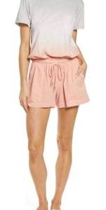 NEW ATM Anthony Thomas Melillo Ombre SS Romper Dove Grey & Pink Small MSRP $215