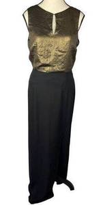 Myne By Ashley Ann  Black/Gold sleeveless Maxi Dress MADE IN U.S.A Sz 4