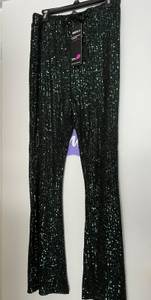 green sequin pants