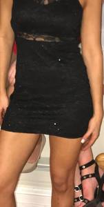 Black Lace Cutout Bodycon Dress