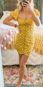 Yellow Polka dot Mini Dress 