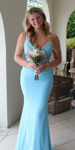 blue corset prom dress