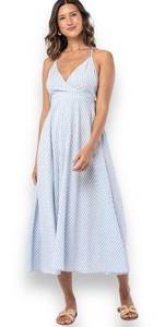 Lovestich Seaside Gingham Midi Dress Blue & White Checkered Women’s Size Large