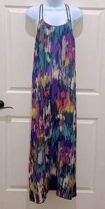 Akiko Multi Color Silk Racerback Maxi Dress