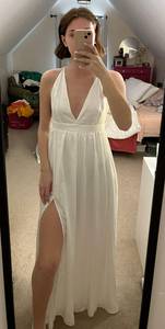 White lulu’s Long Dress With Slit