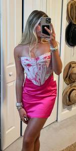 Pink Satin Mini Skirt