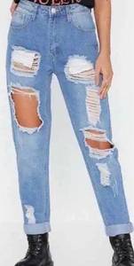 Nasty Gal Girl Talk Distressed Mom Jeans