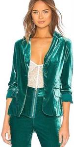 Revolve For Love & Lemons Viva Velvet Blazer in Emerald Green Small NWT