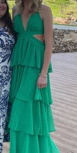 Green Deep-V Backless Maxi Dress