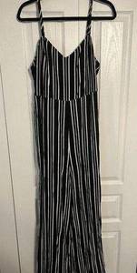 Black & White Stripes Sleeveless Jumpsuit